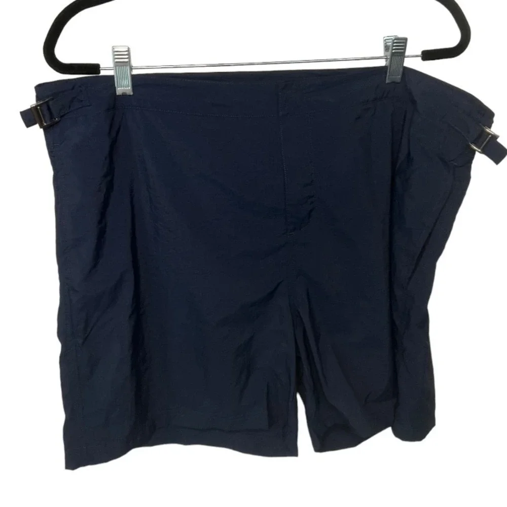Bugatchi Deep Navy Blue Solid Zip Up Swim Trunks w/ Zip‎ Back Pocket 40 NWT